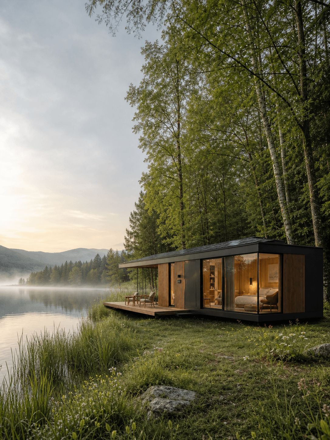 Unitate MELC HOTEL pe malul unui lac, primăvara